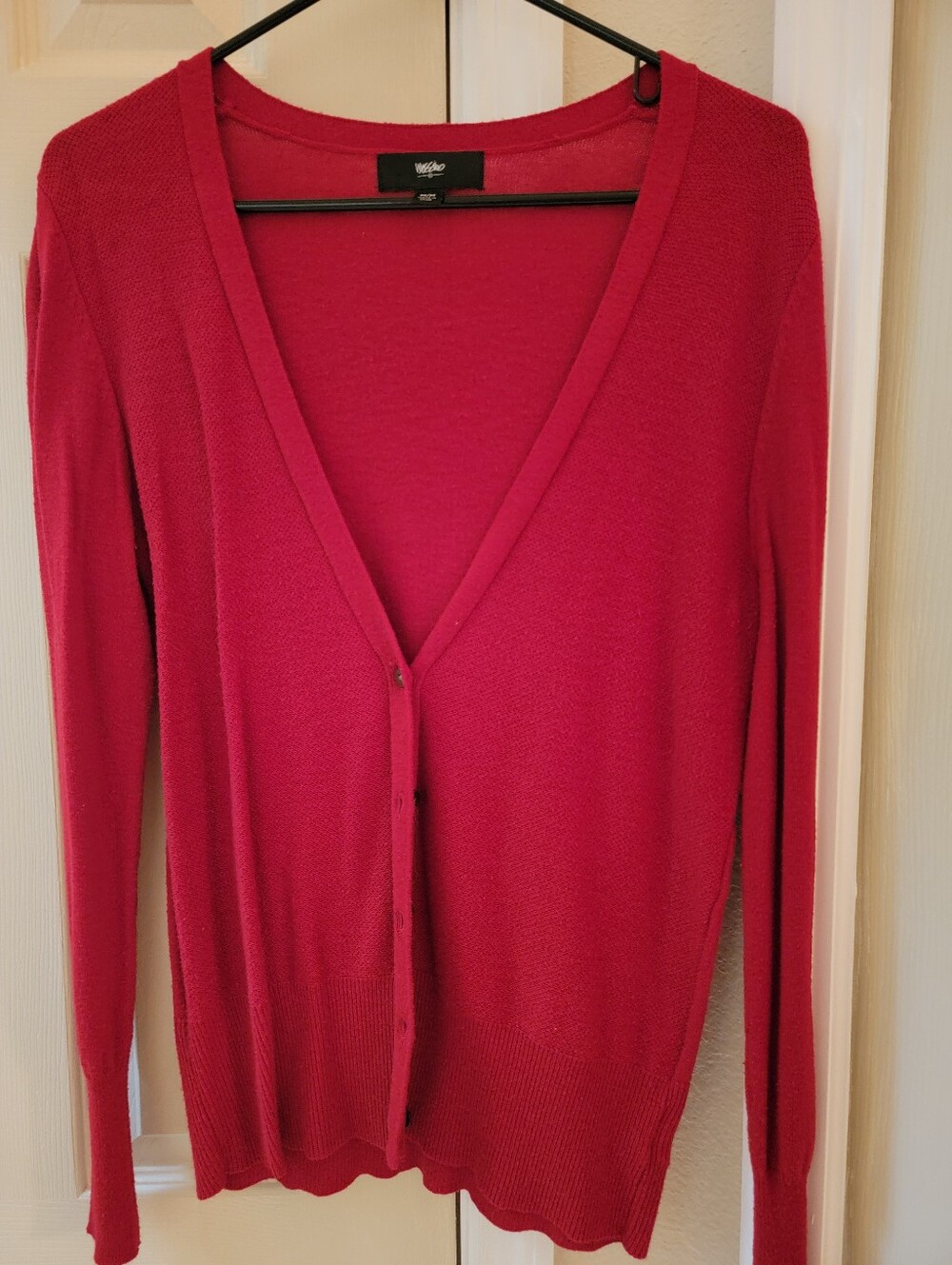Women’s Red V-Neck Button Cardigan Sweater